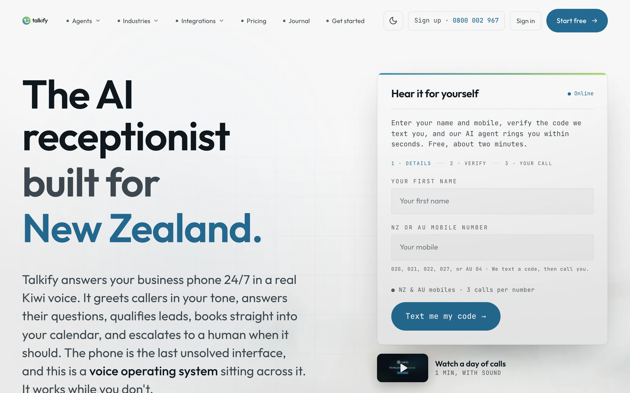 Virtual Receptionist with Talkify